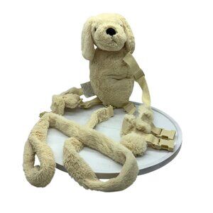 Goldbug 2-In-1 Plush Dog Harness Buddy With Safety Leash Adjustable Straps Cream